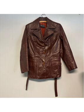 Genuine Leather Jacket Juniors 15/16 Burgundy Orange size women’s size small